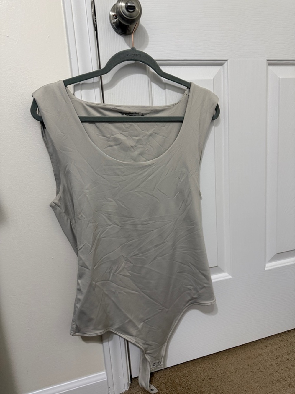 Abercrombie & Fitch Sleeveless Scoop Neck Bodysuit - Light Gray